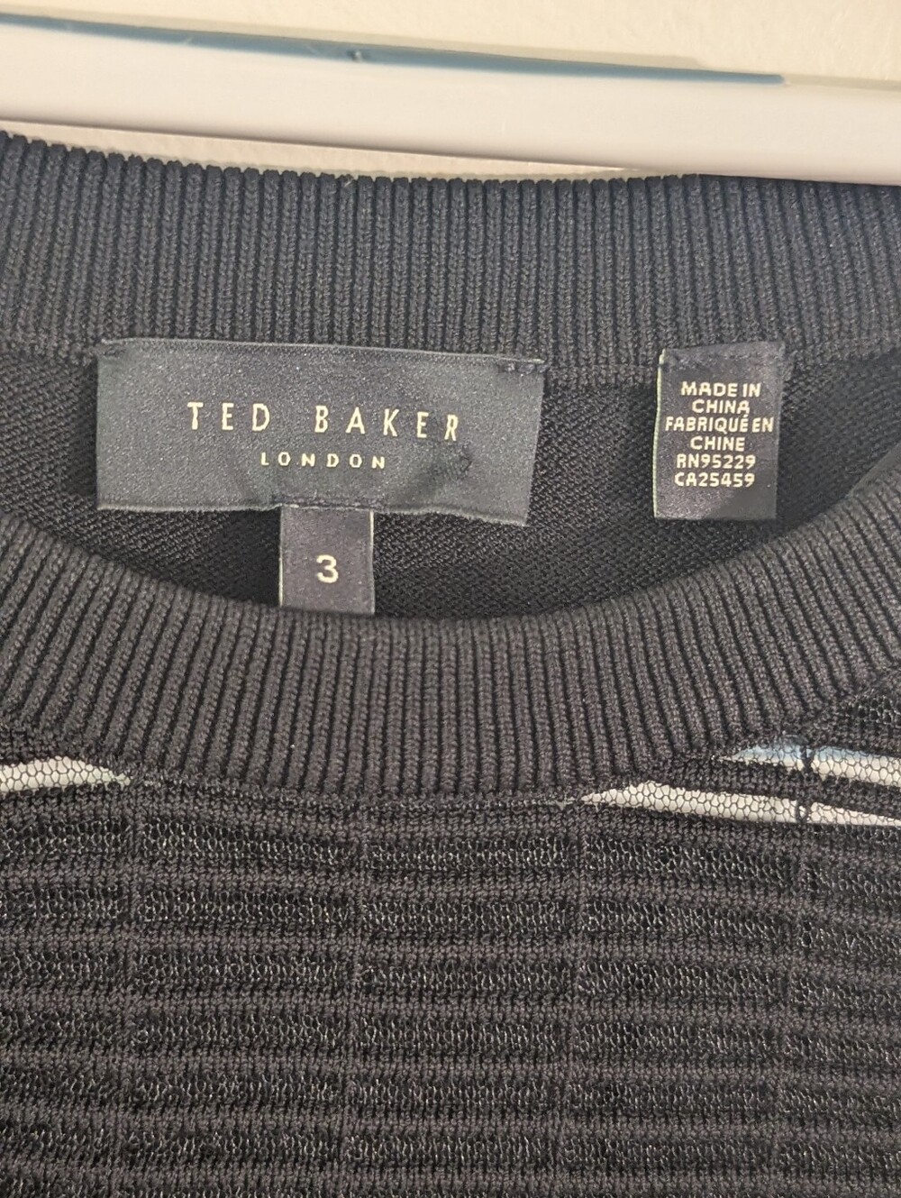 Ted Baker London Black Sheer Ladder Knit Openwork Sweater Size 3 US 8 - Picture 2 of 8